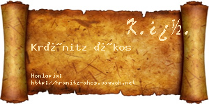 Kránitz Ákos névjegykártya
